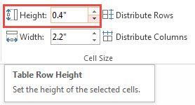 Adjusting Width and Height of Cells in PowerPoint 2013 2