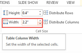 Adjusting Width and Height of Cells in PowerPoint 2013 3