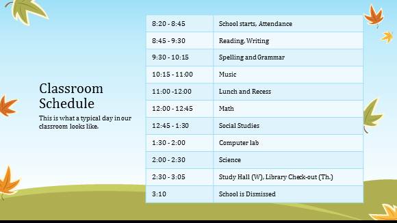 Teacher Schedule Template Free from freepowerpointtemplates.com