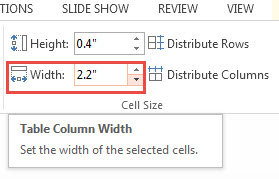 Adjusting Width and Height of Cells in PowerPoint 2013 Free