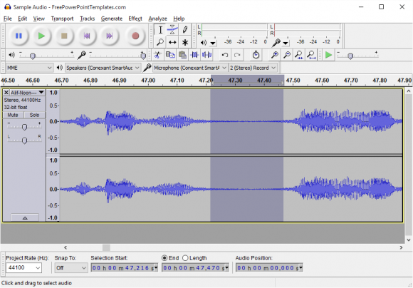 Use Audio - Audacity - Noise Removal - 1 - FreePowerPointTemplates