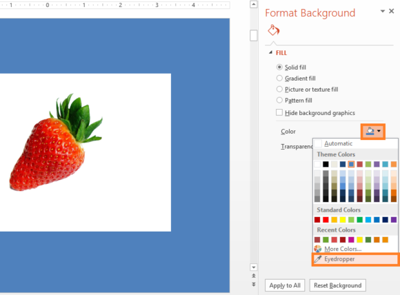Background Color -- Format Background - 3 - Color - Eyedropper - PowerPoint 2013 - FreePowerPointTemplates