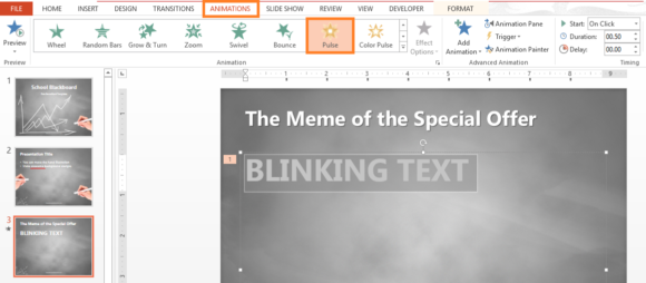 Blinking Text -- Animation - Pulse - PowerPoint 2013 - FreePowerPointTemplates