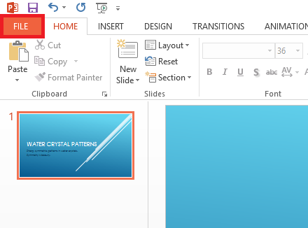 Click File menu - Powerpoint 2013 - freepowerpointtemplates