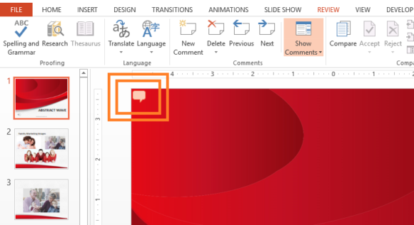 Comments -- PowerPoint 2013 - REVIEW - New Comment - 3 - FreePowerPointTemplates