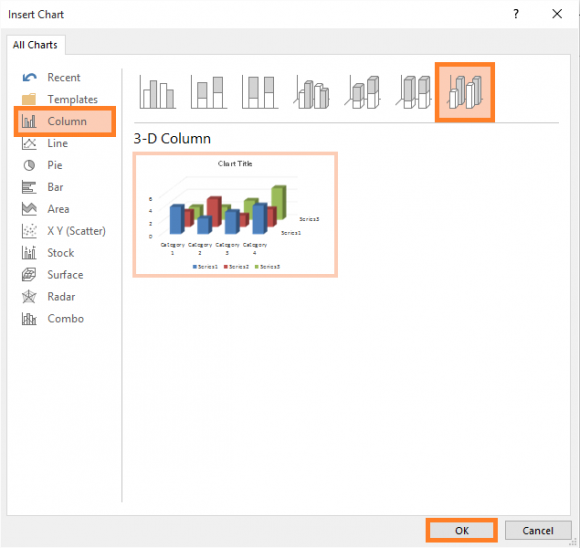 Comparison Chart - Insert - Chart - Column - 3D Column - FreePowerPointTemplates