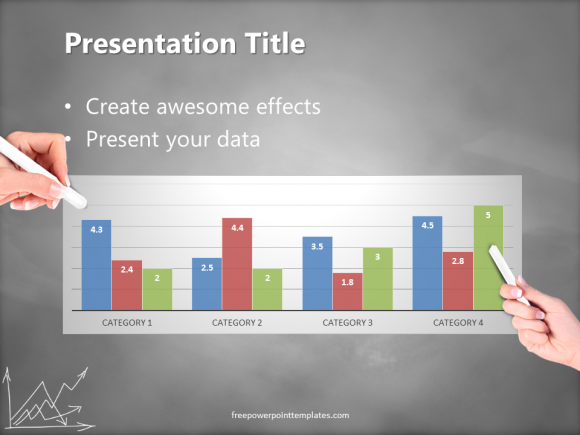 Consistant Color - Slide 3 - blackboard graph white chalkhand -- FreepowerpointTemplates