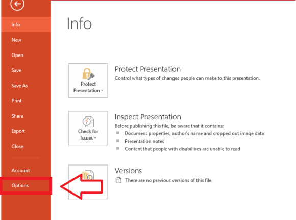 Embed -- File - Options - PowerPoint 2013 - FreePowerPointTemplates