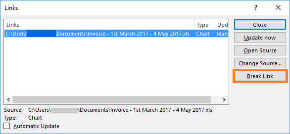 Powerpoint Excel Chart Break Link