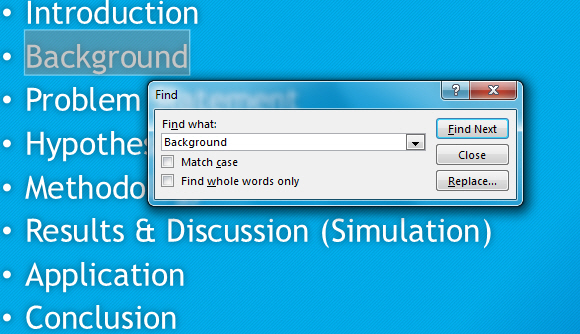 Find and Replace Feature in PowerPoint 2013 1
