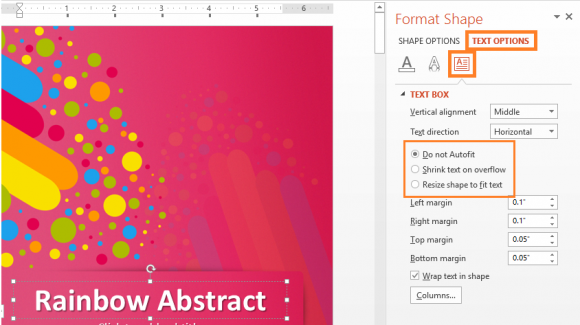 Formatting - PowerPoint 2013 - TExtBox - Right-Click - TEXT OPTIONS - FreePowerPointTemplates