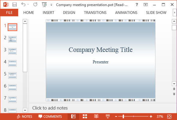 Free Company Meeting Presentation PowerPoint Template 1A