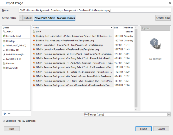 GIMP -- Remove Background - 7 - Export - 2 -- FreePowerPointTemplates