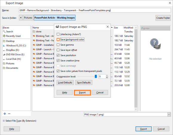 GIMP -- Remove Background - 7 - Export - 3 -- FreePowerPointTemplates