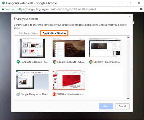 Google Hangouts -- Share Screen - Application Window - 2 -FreePowerPointTemplates