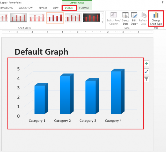 Graphs - Default Graph - Shadow Formatting - Design - Change chart type - FreePowerPointTemplates