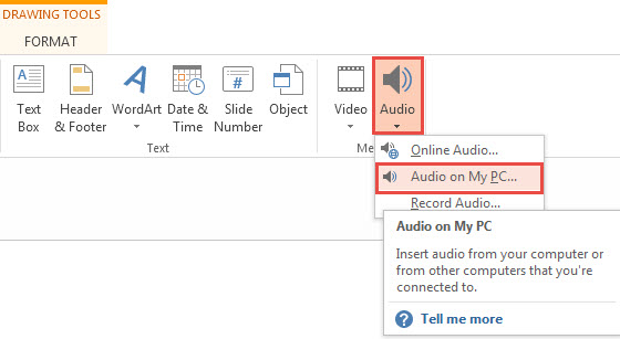 add audio to powerpoint online