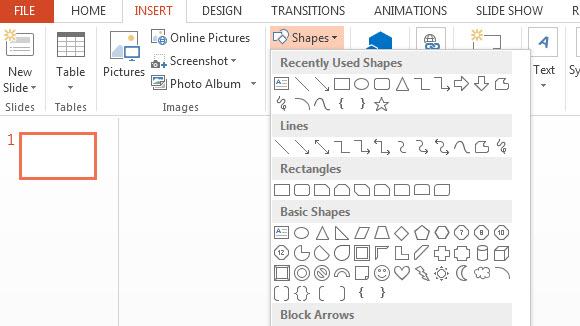How To Insert Shapes in PowerPoint 2013 1