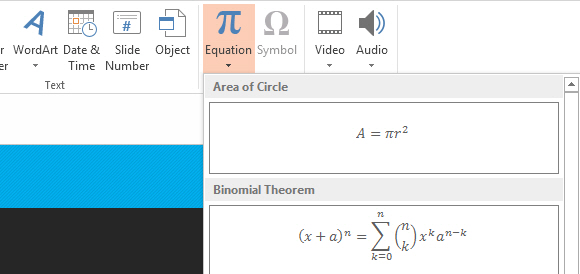 Insert Symbols and Equations in PowerPoint 2013 13