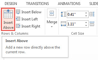 Insert or Delete Rows and Columns in PowerPoint 2013 1
