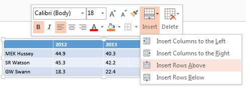 Insert or Delete Rows and Columns in PowerPoint 2013 2