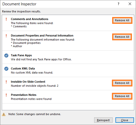 Inspect Document -- Check for Issues - Inspect Document - Inspect - Remove All - PowerPoint 2013 - FreePowerPointTemplates