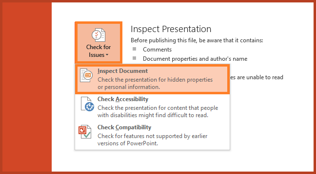 inspect presentation powerpoint mac