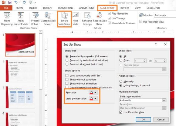 Laser Pointer -- Set Up Slide Show - 2 - FreePowerPointTemplates