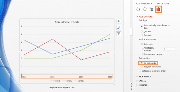 Line Graph - Axis position - FreePowerPointTemplates