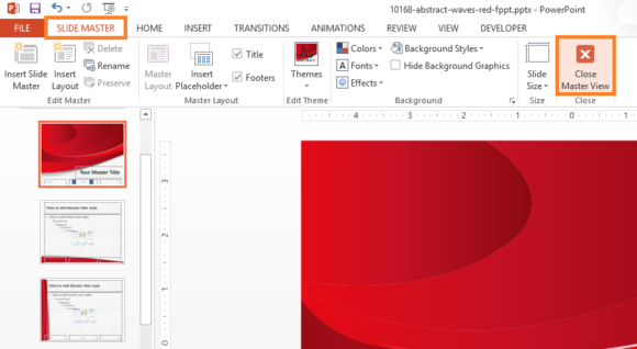 Navigation -- SLIDE MASTER - Close Master View - FreePowerPointTemplates