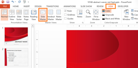 Navigation -- VIEW - Slide Master - FreePowerPointTemplates