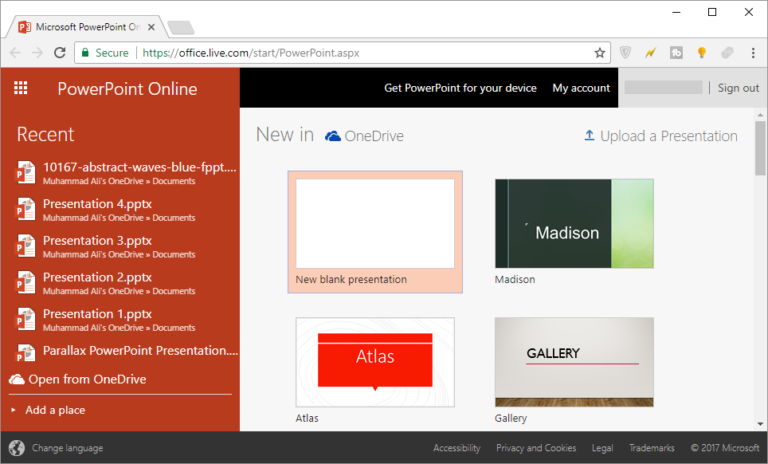 how to open powerpoint presentation in web browser