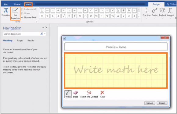PowerPoint 2016 - Insert - Ink Equation -- FreepowerpointTemplates