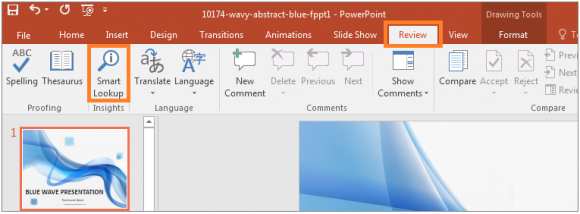 PowerPoint 2016 - Review - Smart lookup -- FreepowerpointTemplates