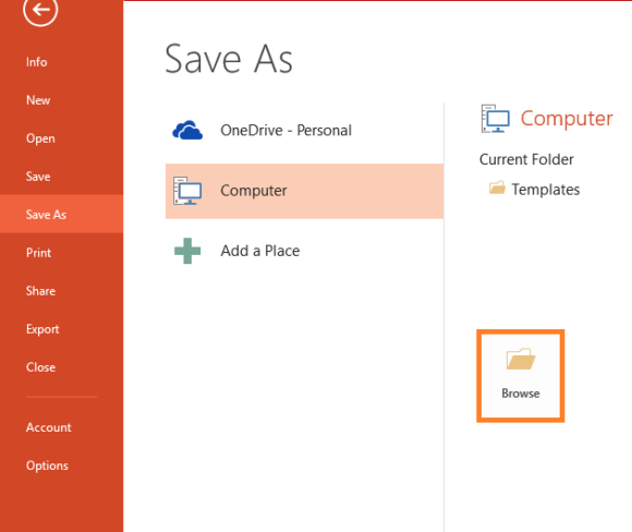 PowerPoint Files -- File - Save As - Browse - FreePowerPointTemplates