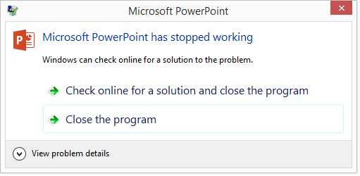 PowerPoint Has Stopped Working -- Cover - Error - FreePowerPointTemplates