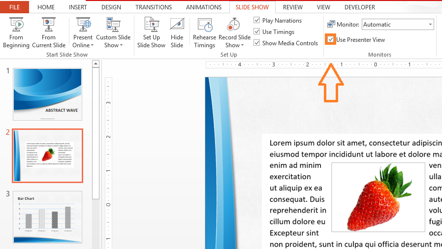 presenter view powerpoint 2016