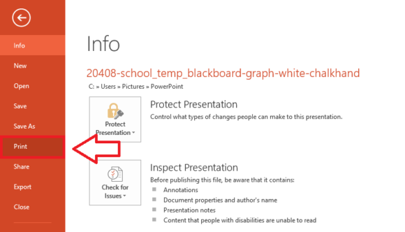 Printing Options -- File - Print - PowerPoint 2013- FreePowerPointTemplates