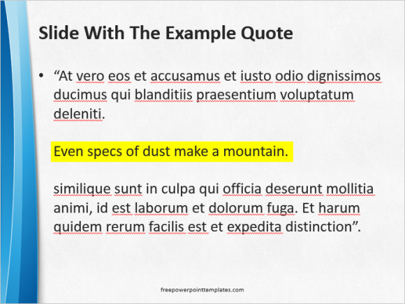 Quotes - Writing a quote - Highlighted Text - FreePowerPointTemplates