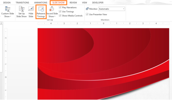 Rehearse -- PowerPoint 2013 - SLIDE SHOW - Rehearse Timings - FreePowerPointTemplates