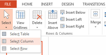 Select a Row Column or a Single Cell in PowerPoint 2013 4