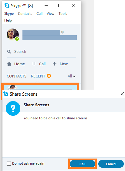 Skype -- Right Click - Share Screens... - 2 - FreePowerPointTemplates