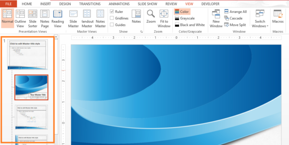 Slide Master -- Ribbon Toolbar - View - Slide Master - 2 - FreePowerPointTemplates