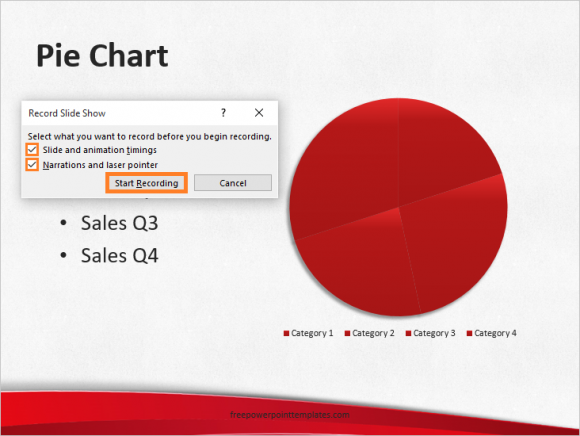 Slide Timings - SLIDE SHOW - Record Slide Show - Start Recording - FreePowerPointTemplates