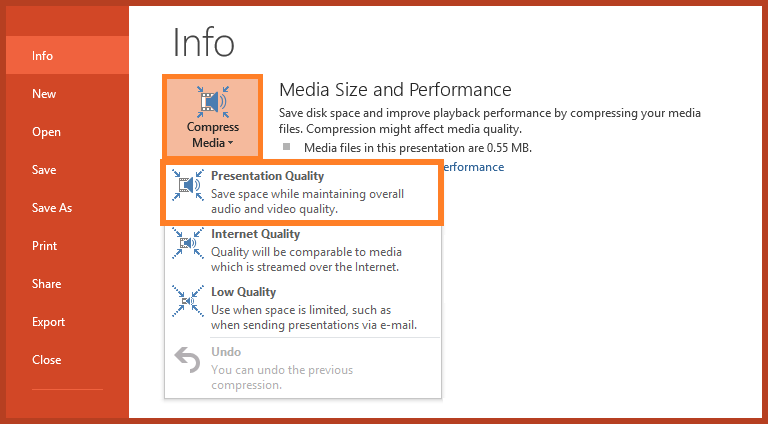 make powerpoint presentation smaller