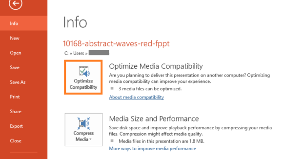 Smaller -- File - Optimize Compatibility - FreePowerPointTemplates