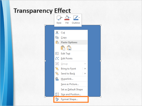 Transparency -- PowerPoint 2013 - Format Shape - 1 - FreePowerPointTemplates