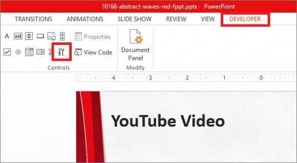 YouTube - Developer - More Controls - PowerPoint 2013 - FreePowerPointTemplates