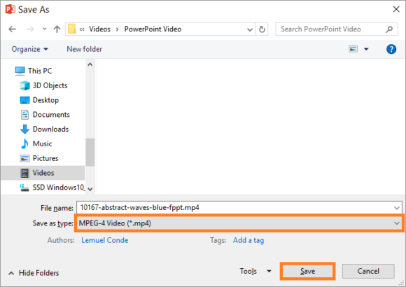 YouTube -- File - Save As - MPEG-4 - PowerPoint 2013 - FreePowerPointTemplates