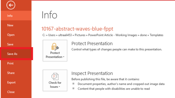 YouTube -- File - Save As - PowerPoint 2013 - FreePowerPointTemplates